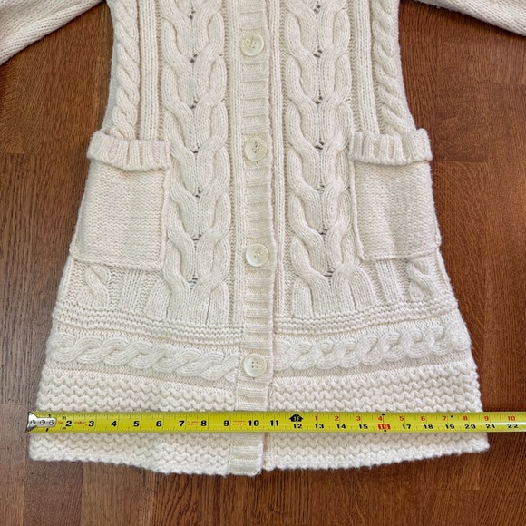 Vintage Ivory Cable Knit Button Down Cardigan With Pockets Women Size Small - Picture 12 of 14
